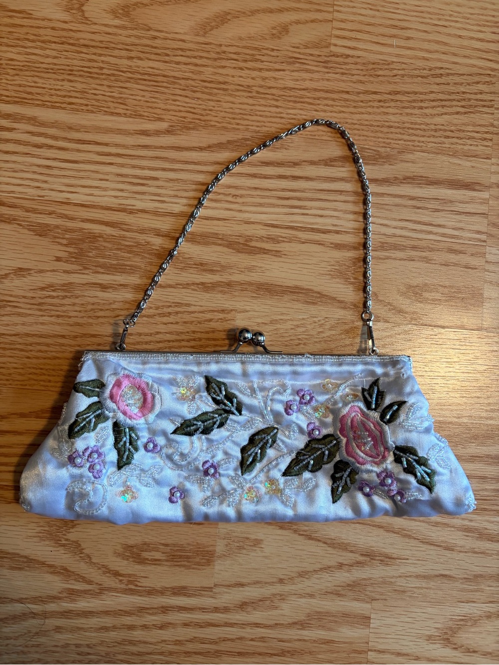 Vintage beaded embroidered floral whimsy shoulder bag clutch Y2K